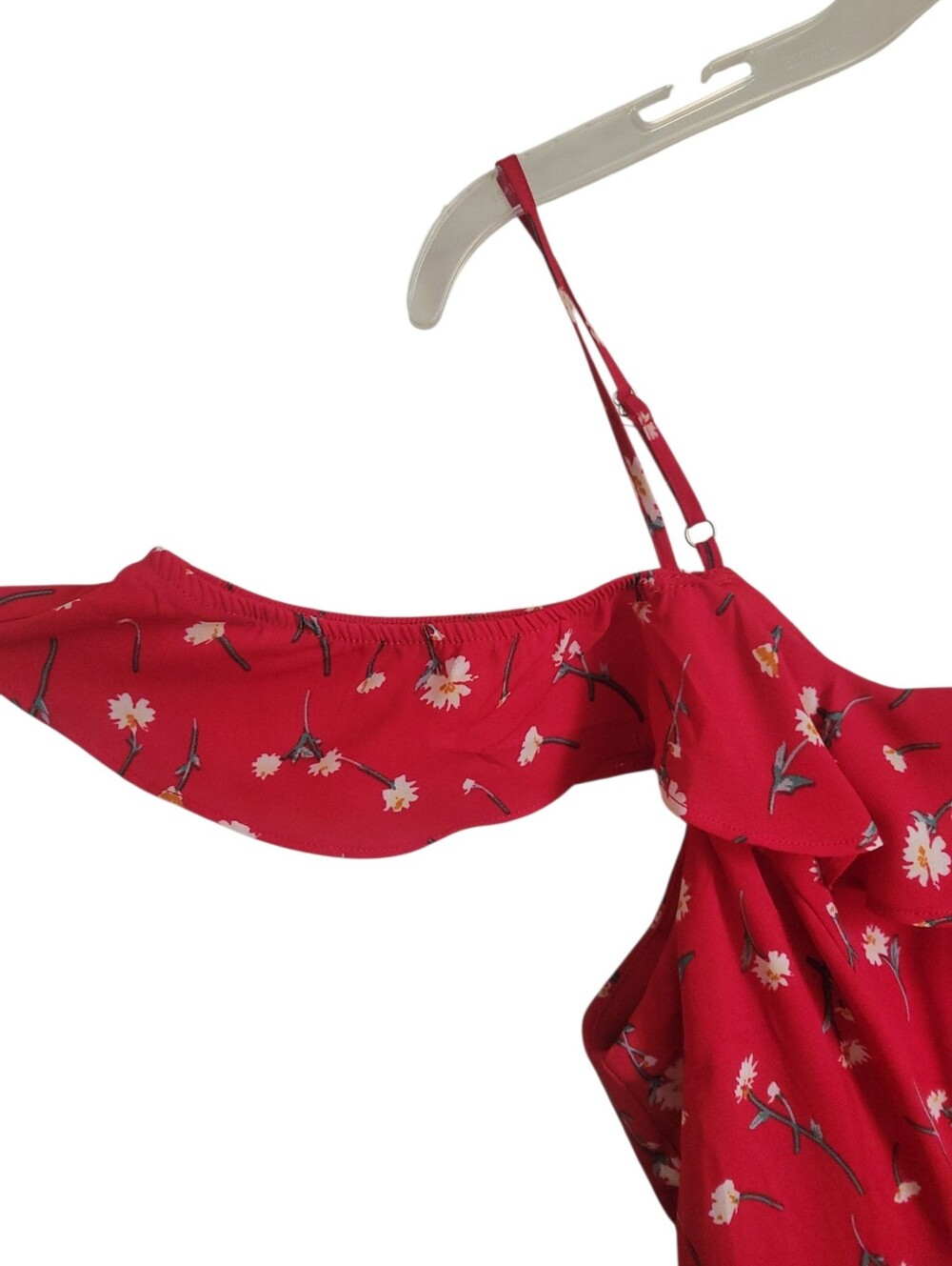 IF BY SEA Floral Ruffle Maxi Dress Red Cottagecore Lace Up Sundress Size M - Picture 6 of 9